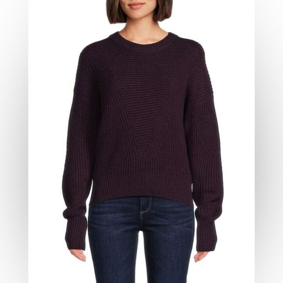 IRO Sweaters - IRO Mona Wool Knit Ribbed Sweater, Dark Purple, New, Size L